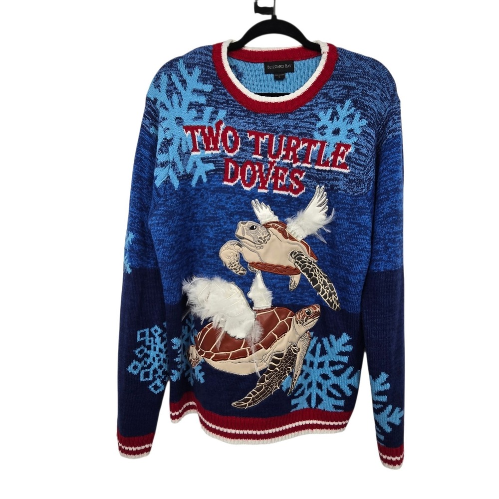 Blizzard Bay Two Turtle Doves Ugly Sweater Men's L Christmas Holiday Party